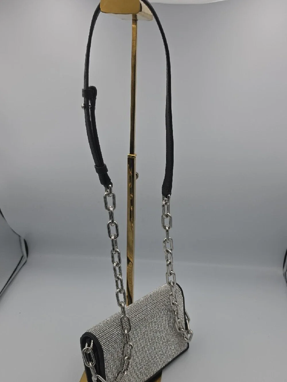 Alexander Wang Attica Rhinestone Mesh Leather Small Chain Crossbody (EUC)🩶🖤🩶